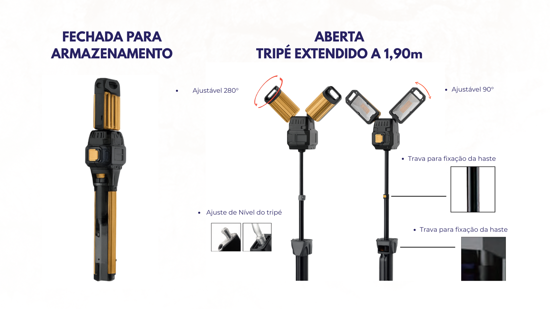 Dimensões e desenho técnico da Luminária Portátil AVWLT3